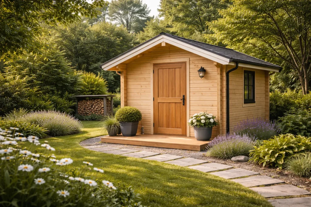 friggebod i trädgård